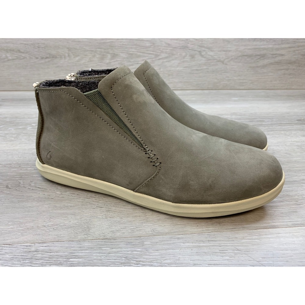 Olukai Women's Sneakers Grey Leather Ankle Boots 9.5 Casual Comfort Shoes